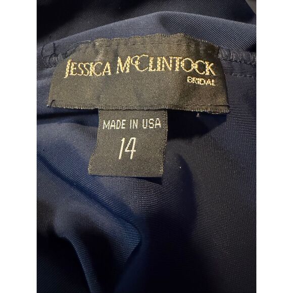Jessica McClintock Deep Blue Sleeveless Velvet Maxi Dress S14 - Picture 7 of 7